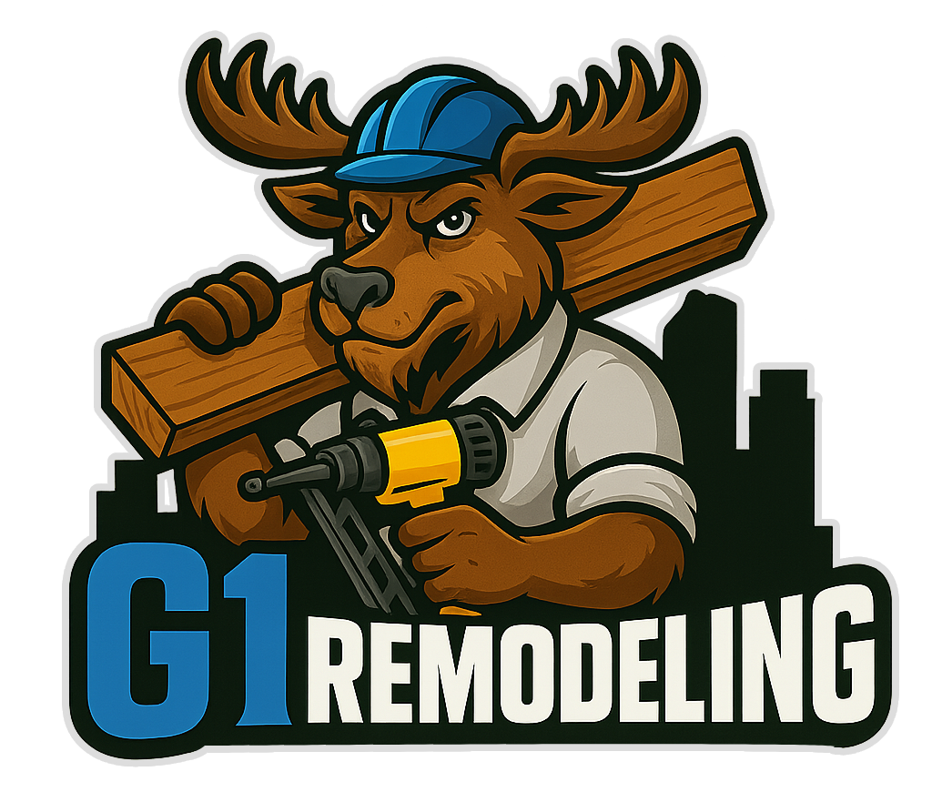 Bold G1 Remodeling logo icon in blue and white with modern styling